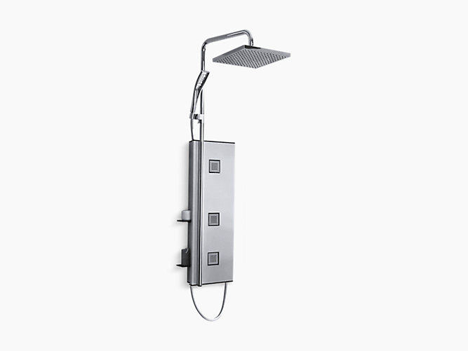 Kohler - Singulier®  tower with 280mm square rain showerhead, three bodysprays and single-function handshower with hose,